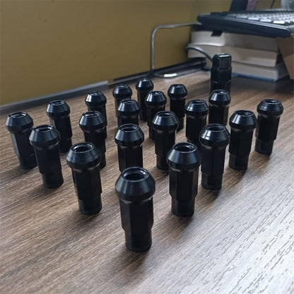 ya 10 9.16 baidi M12x1.5 Lug Nuts 48mm Steel 20 Pieces Open Wheel Nut Bolts with Socket Key Black -