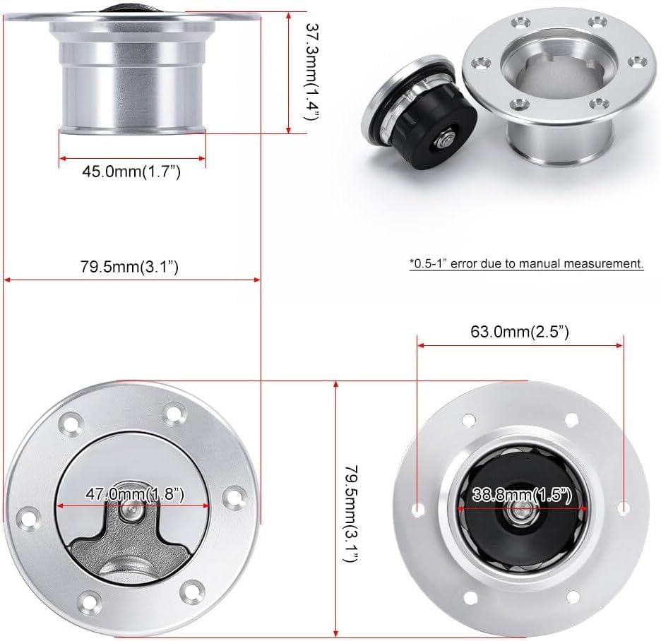 ya 15 10.19 zhengce Billet Aluminum Aircraft Style Hotrod Ratrod Gas Fuel Filler Cap Flush Mou