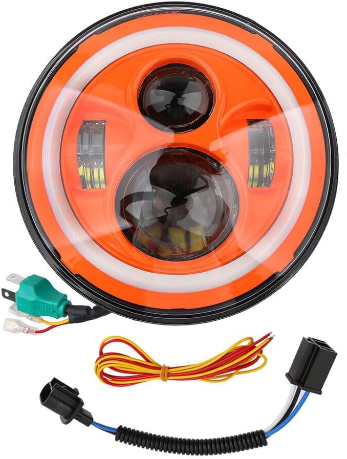 ya 4 8.14 7'' Zoll Haupt LED Scheinwerfer Orange Angel Eyes f¨¹r Harley for Jeep for Wrangler