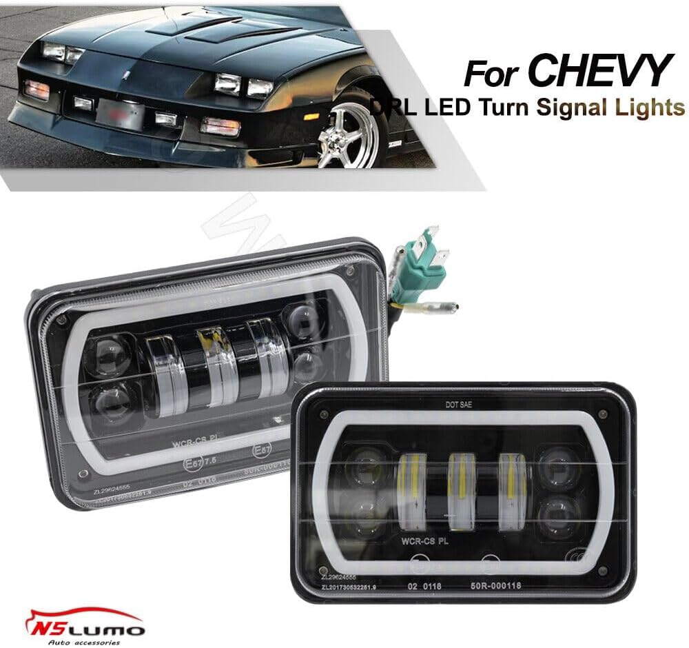 ya 7 8.24 baidi for Chevrolet Camaro Cavalier Monte Carlo 4x6 LED High/Low Beam DRL Turn Signal Light 