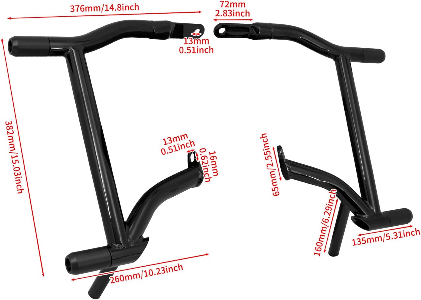 ya 5 8.24 baidi 1.25 Engine Guard & Saddlebag Crash Bar for Harley Touring Electra Glide 14-23