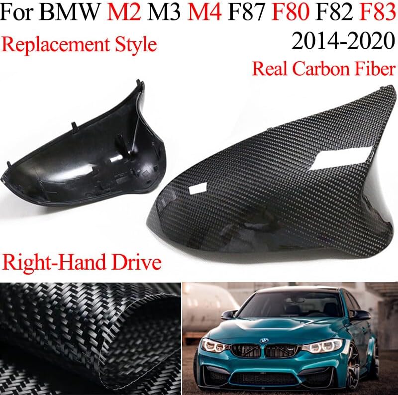 ya 11 9.14 baidifor BMW M2 M3 M4 F87 F80 F82 F83 Real Carbon Fiber Side Mirror Cover Cap RHD