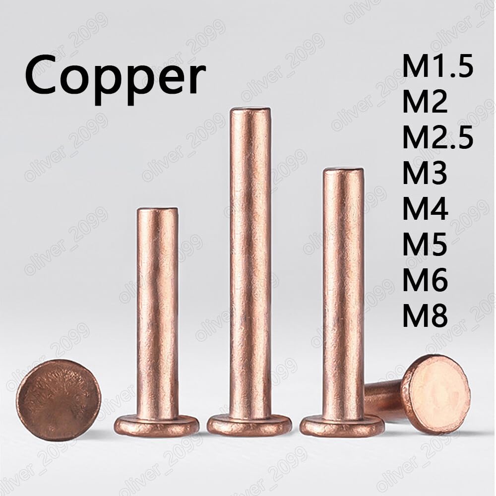 ya 15 10.19 baidi Pure Copper Flat Head Rivets M1.5 M2 M2.5 M3 M4 M5 M6 M8-2