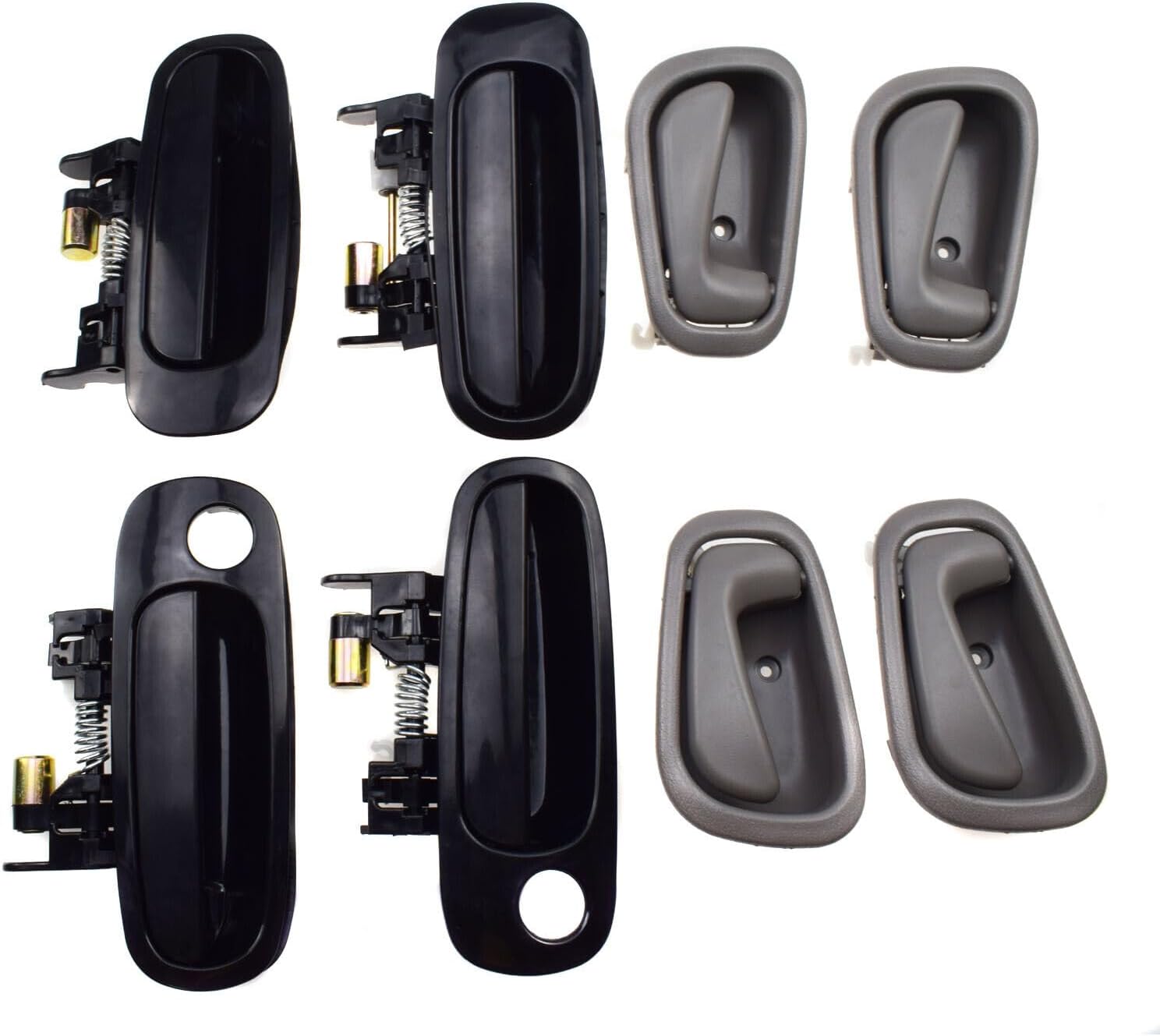 ya 2 8.15 Black Outdoor + Gray Interior Door Handle 8 Pieces for Toyota for Corolla 1998-2003