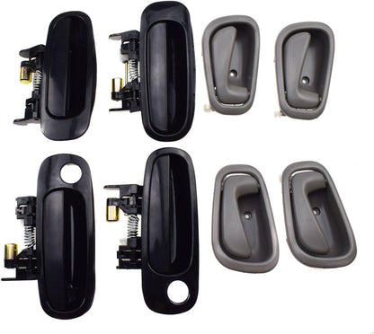 ya 2 8.15 Black Outdoor + Gray Interior Door Handle 8 Pieces for Toyota for Corolla 1998-2003