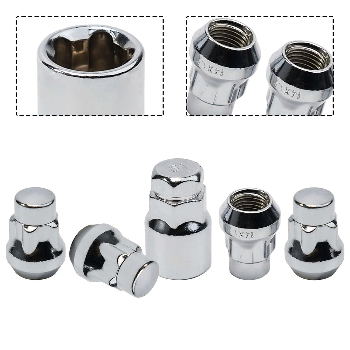 ya 13 9.15 baidi 4X for M14 x 1.5 Locking Wheel Nuts Tapered Key for for Ford S-MAX for Mondeo Silver