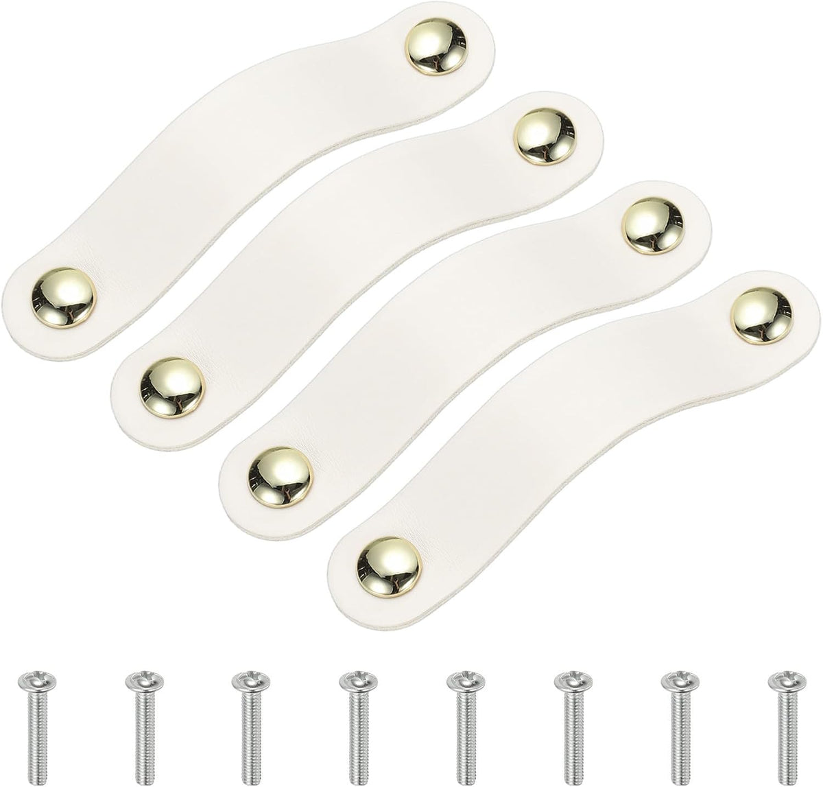 ya 26 10.21 baidi 4 Pcs Leather Drawer Pulls Double Hole Leather Handle with Screw White