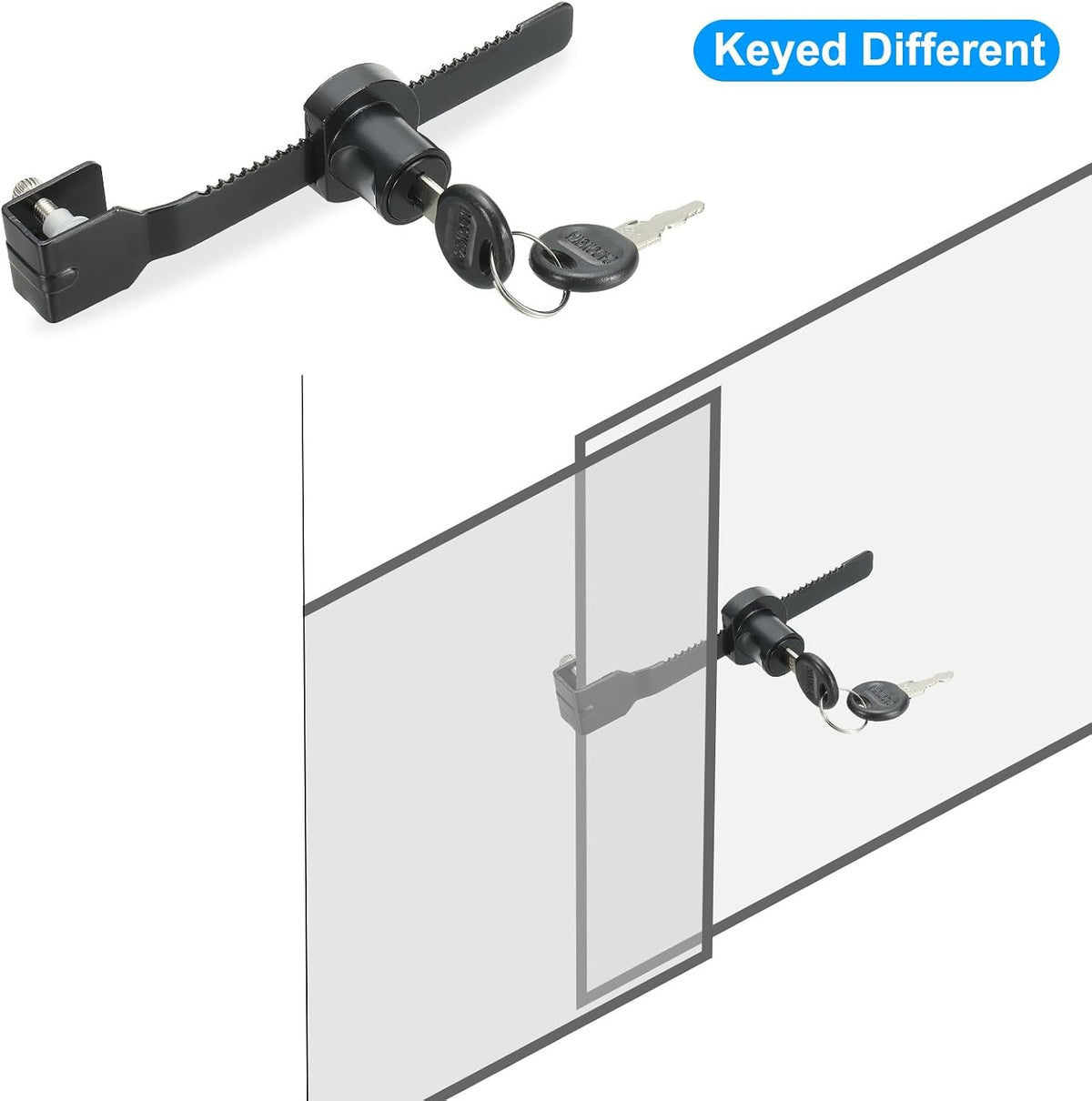 ya 26 10.21 baidi 2Pcs Glass Cabinet Lock, Keyed Different Single Swing Showcase Lock, Black-2