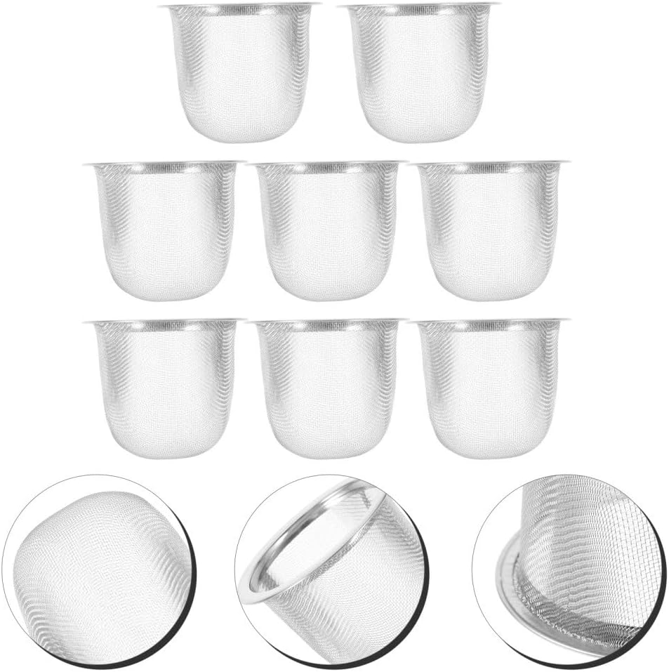 ya 14 9.20 baidi 8 Pcs Stainless Steel Tea Strainer Steeper for Loose Teapot Dad Metal Mesh-1