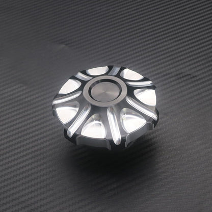ya 9 10.24 Silver CNC Edge Cut Gas Tank Cap Fuel Cap For Sportster Road King Softail