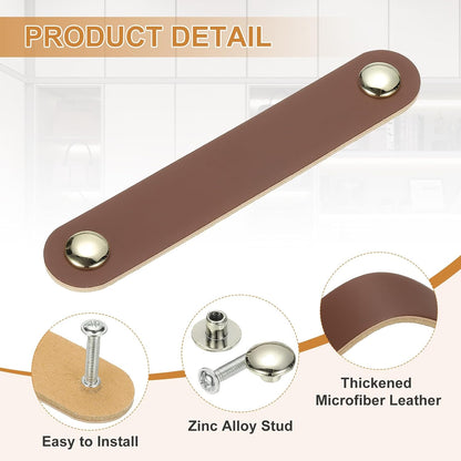 ya 26 10.21 baidi 4 Pcs Leather Drawer Pulls Double Hole Leather Handle with Screw Brown