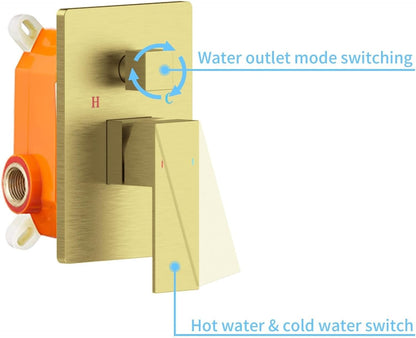 ya 28 10.13 baidi 10 Brushed Gold Rainfall Shower Mount w/Handheld & Brass Valve
