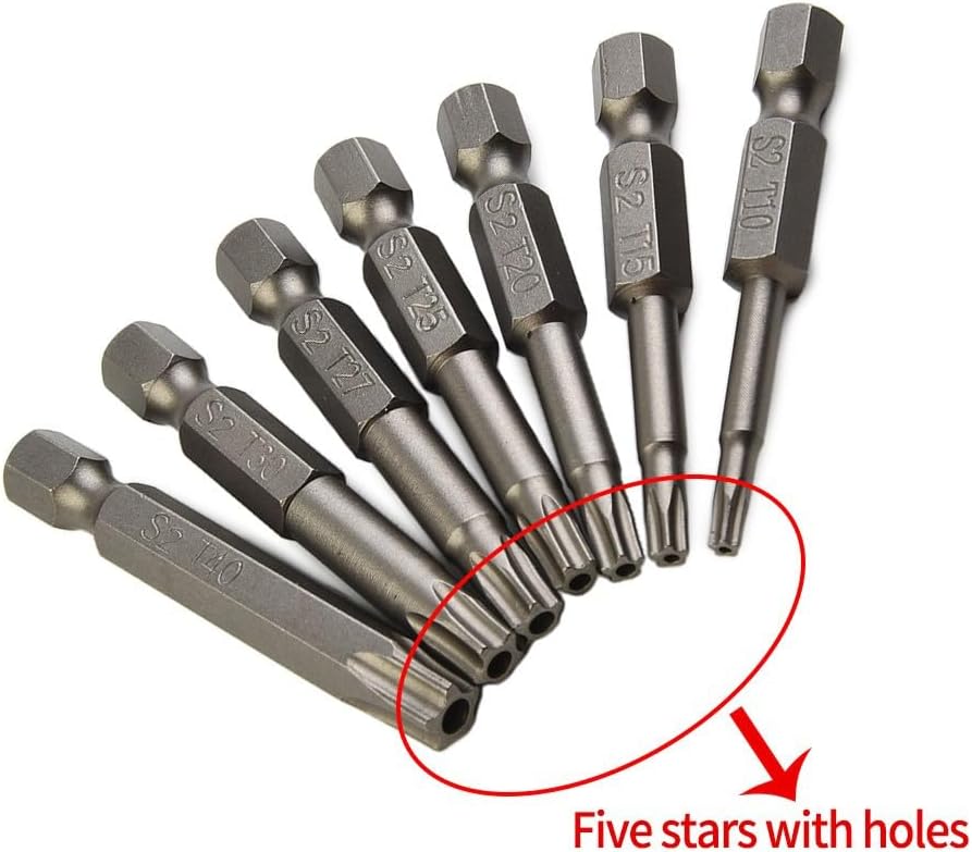 ya 26 10.21 baidi 7 Pcs/Set Screwdriver Bit Hollow Bits Magnetic/T15/T20/T25/T27/T30/T40