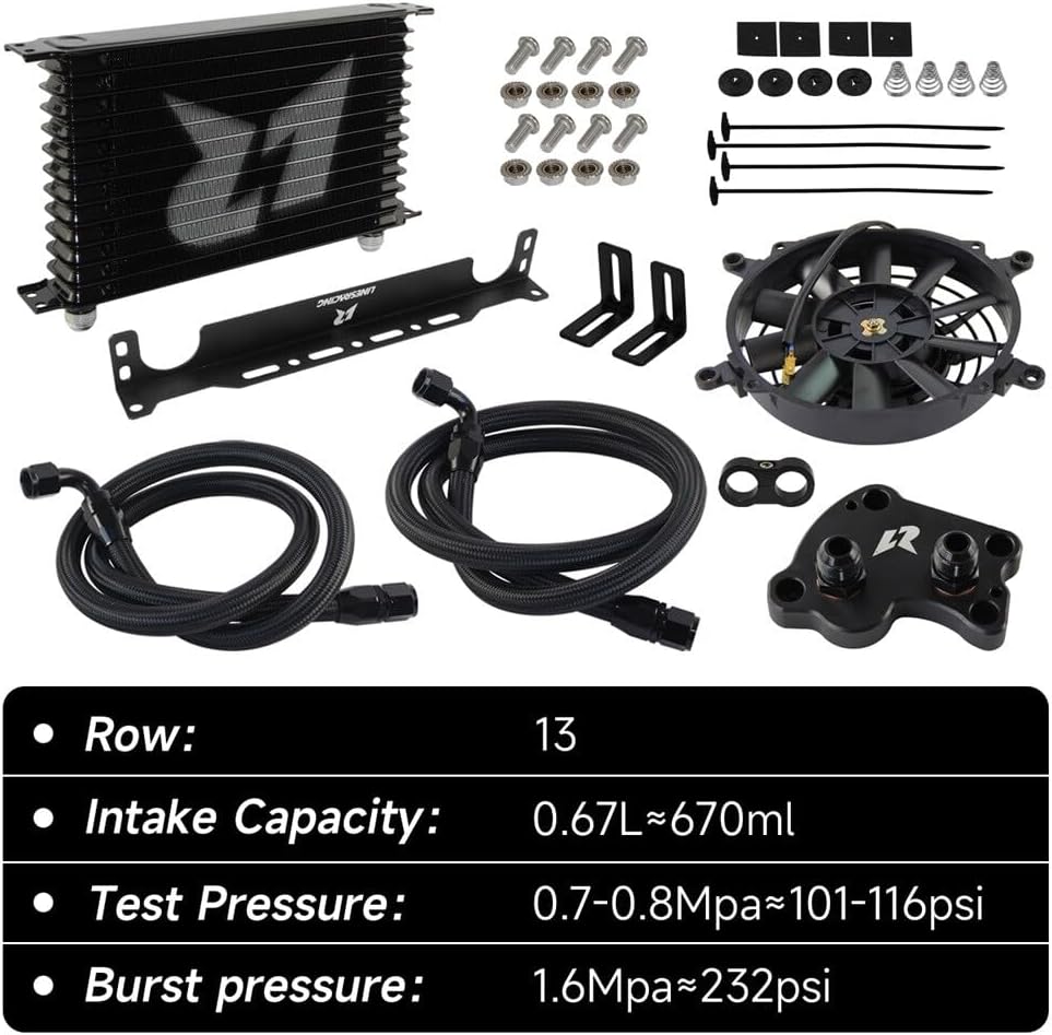 ya 12 10.8 baidi AN10 13Row Oil Cooler Kit for BMW for Mini Cooper S Super for Charger R50 R52 R53+7 Fan