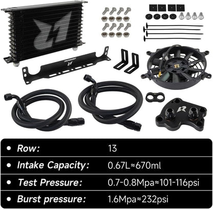 ya 12 10.8 baidi AN10 13Row Oil Cooler Kit for BMW for Mini Cooper S Super for Charger R50 R52 R53+7 Fan
