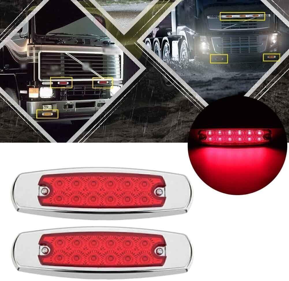 ya 4 8.8 12 LED Sealed Side Marker Clearance Lights 2 Red Fish Shape Trailer 