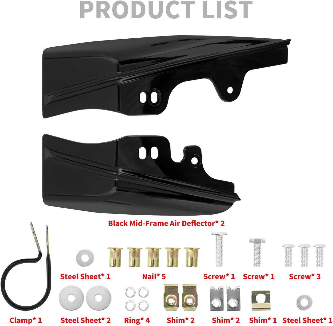 ya 7 8.24 baidi Black Mid-Frame Air Heat Deflectors for Harley Touring Electra Road Glide 01-08