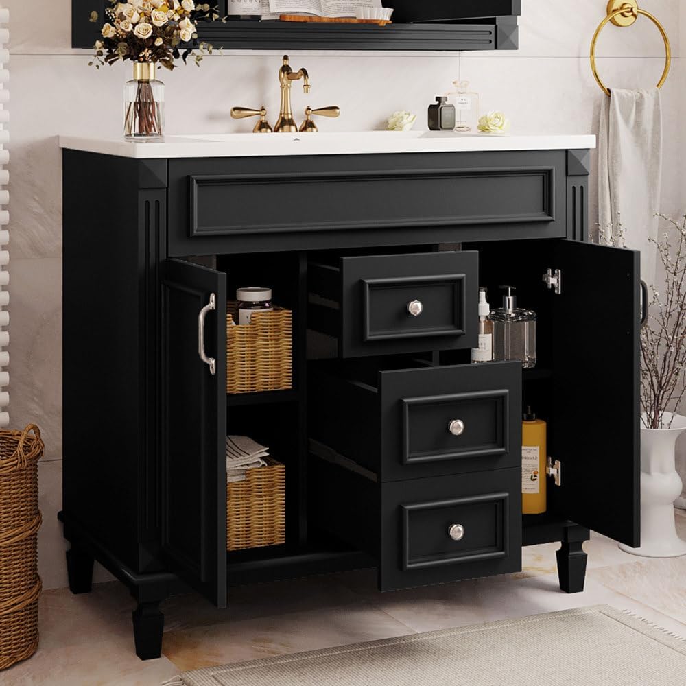 ya 28 10.13 baidi Modern Bath Vanity 36 w/Sink, 2 Soft-Close Doors & 2 Drawers