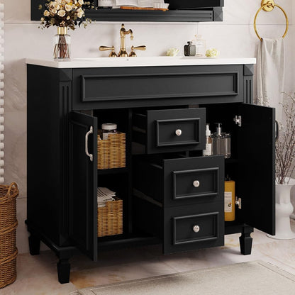 ya 28 10.13 baidi Modern Bath Vanity 36 w/Sink, 2 Soft-Close Doors & 2 Drawers