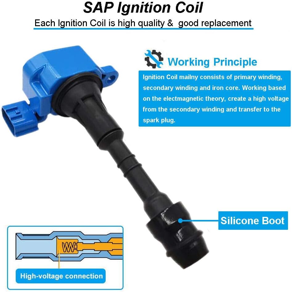 ya 4 8.24 baidi 6PCS Ignition Coil for Nissan Maxima Pathfinder Frontier QX4 22448-8J111 UF349