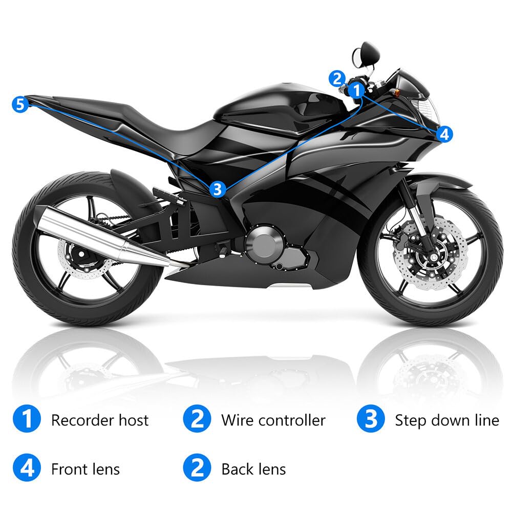 ya 6 8.24 baidi Dash Cam Motorcycle DVR Front Rear View Dual Camera Video Recorder Waterproof