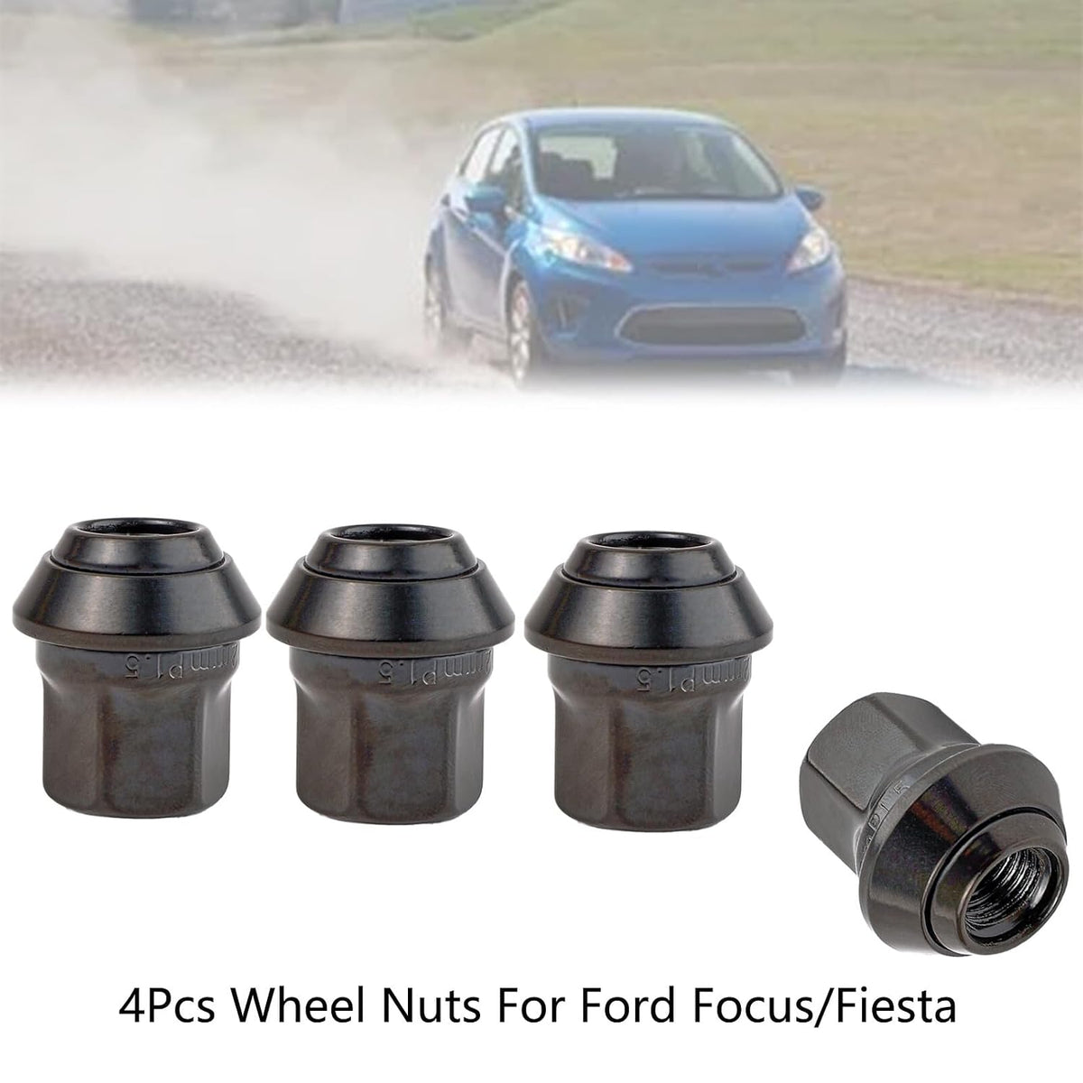 ya 10 9.16 baidi 4Pcs Car Alloy Wheel Nuts M12X1.5 19MM Bolt Lug Studs for Ford Focus MK2 MK3 ST