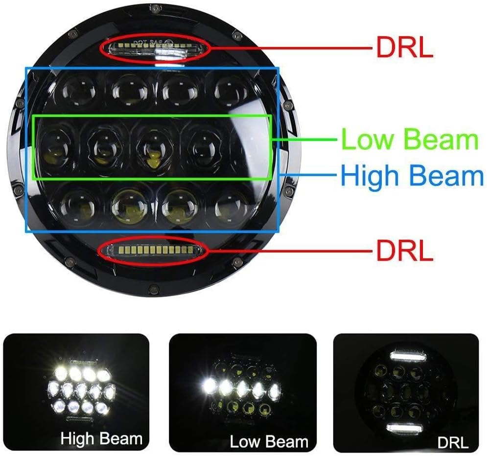 ya 7 8.24 baidi For FJ Cruiser 2007-2014 7 Projector Round LED Headlight Combination High/Low Beam 