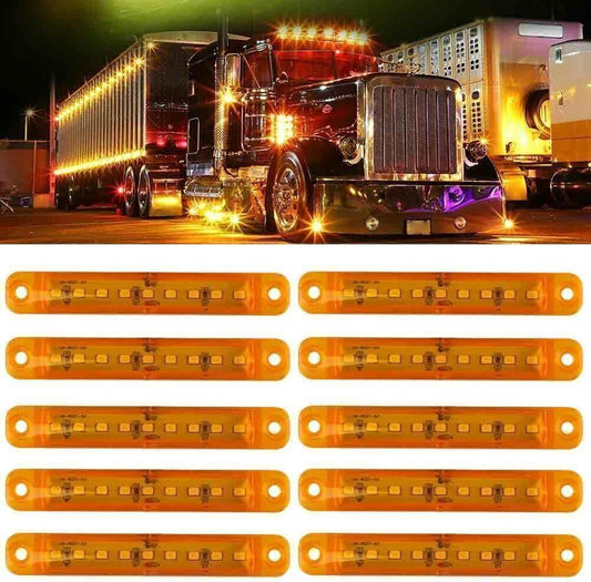 ya 4 8.8 10 Pack Amber 9 LED Sealed Side Marker Clearance Lights 12 Volt Car Truck Trailer 