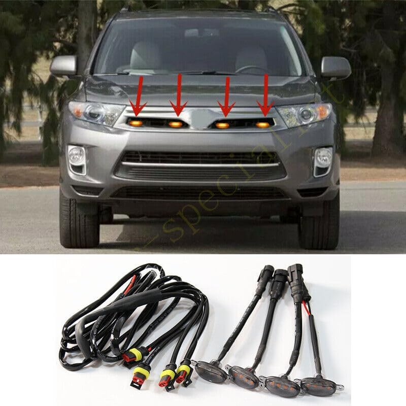 ya 7 8.24 baidi for Toyota Highlander Hybrid 2011-2013 Front Grille LED Light Raptor Style Smoky