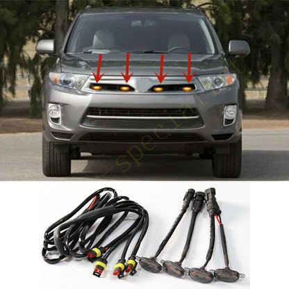 ya 7 8.24 baidi for Toyota Highlander Hybrid 2011-2013 Front Grille LED Light Raptor Style Smoky