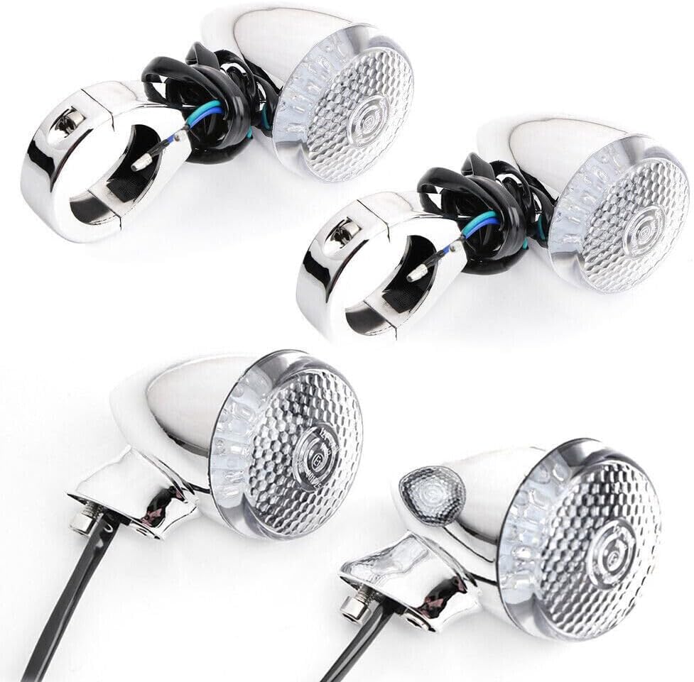 ya 4 8.14 Motorcycle Turn Signal Blinker LED Light 39mm Clamp Chrome For Harley Davidson