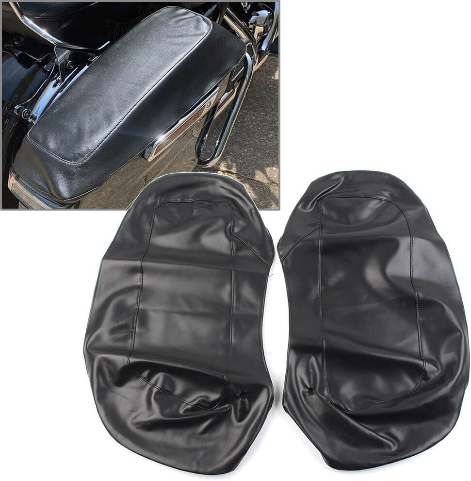 ya 11 9.14 baidiSaddlebag Speaker Lid Covers Plain PU Leather for Harley Touring FLH FLT 2014-UP