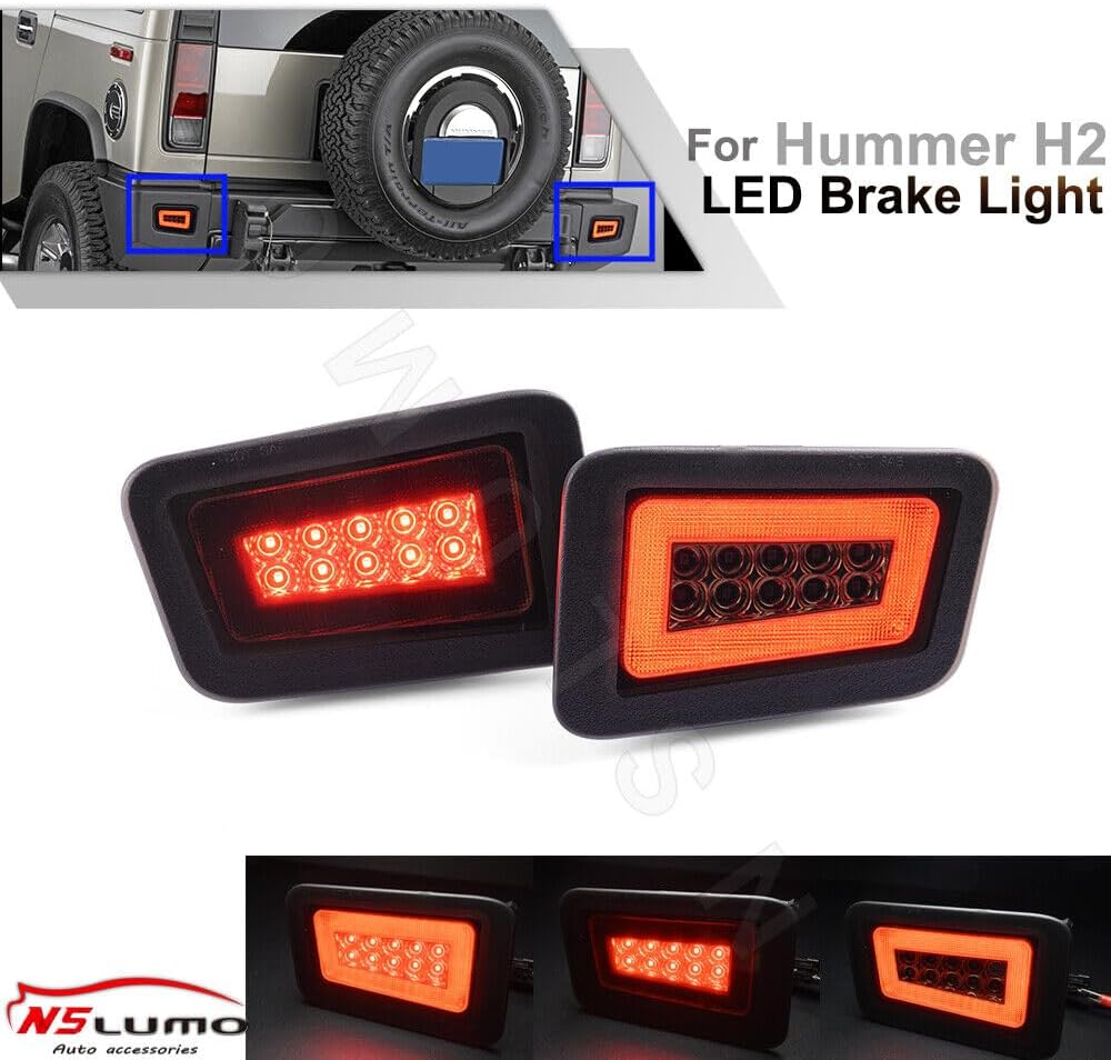 ya 4 8.10 LED Smoked Red Bumper Tail Brake Light Turn Signal Light for 2005-2009 Hummer H2 