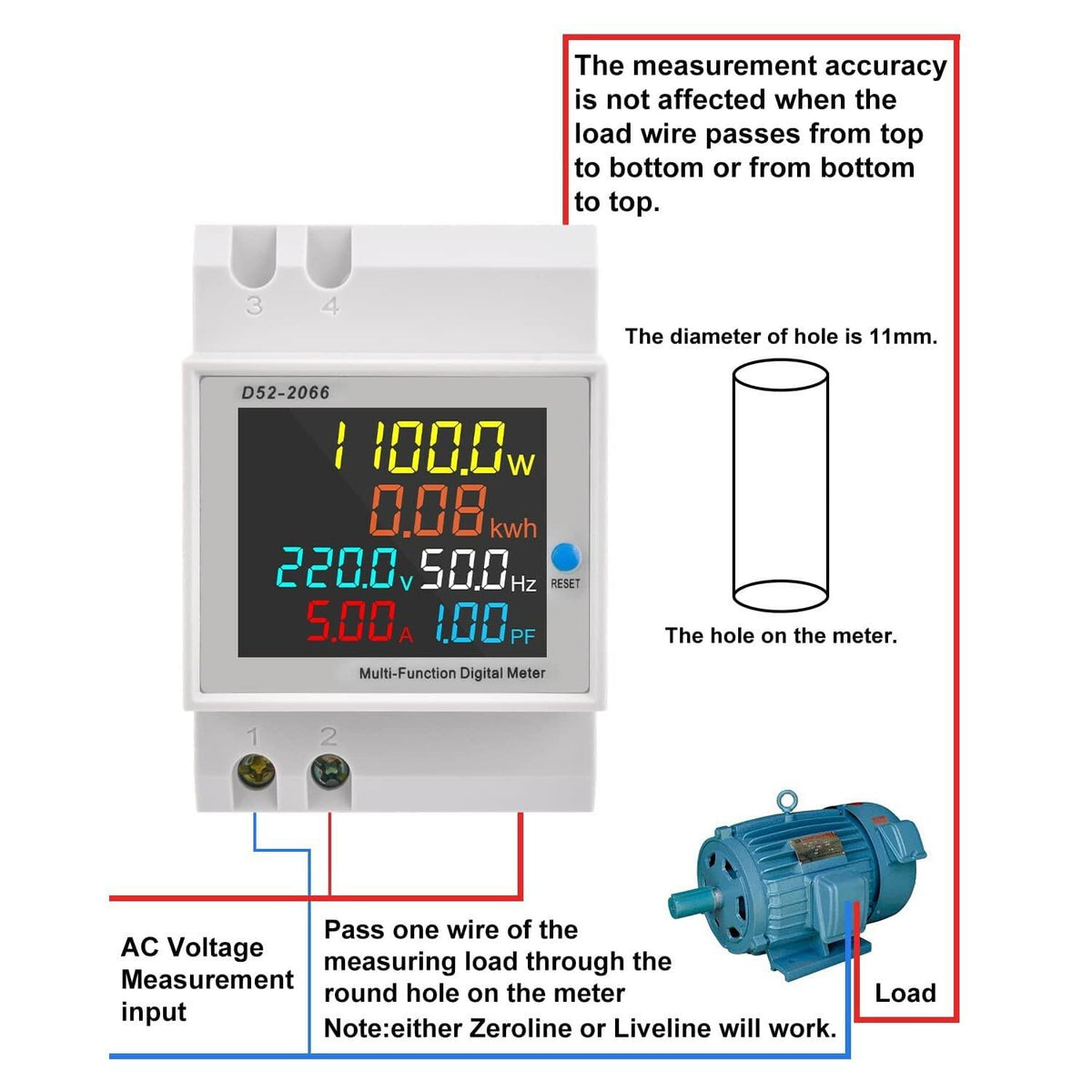 ya 16 10.20 baidi 6IN1 AC Monitor AC 40V~300V 100A Voltage Current Power Frequency Energy Meter