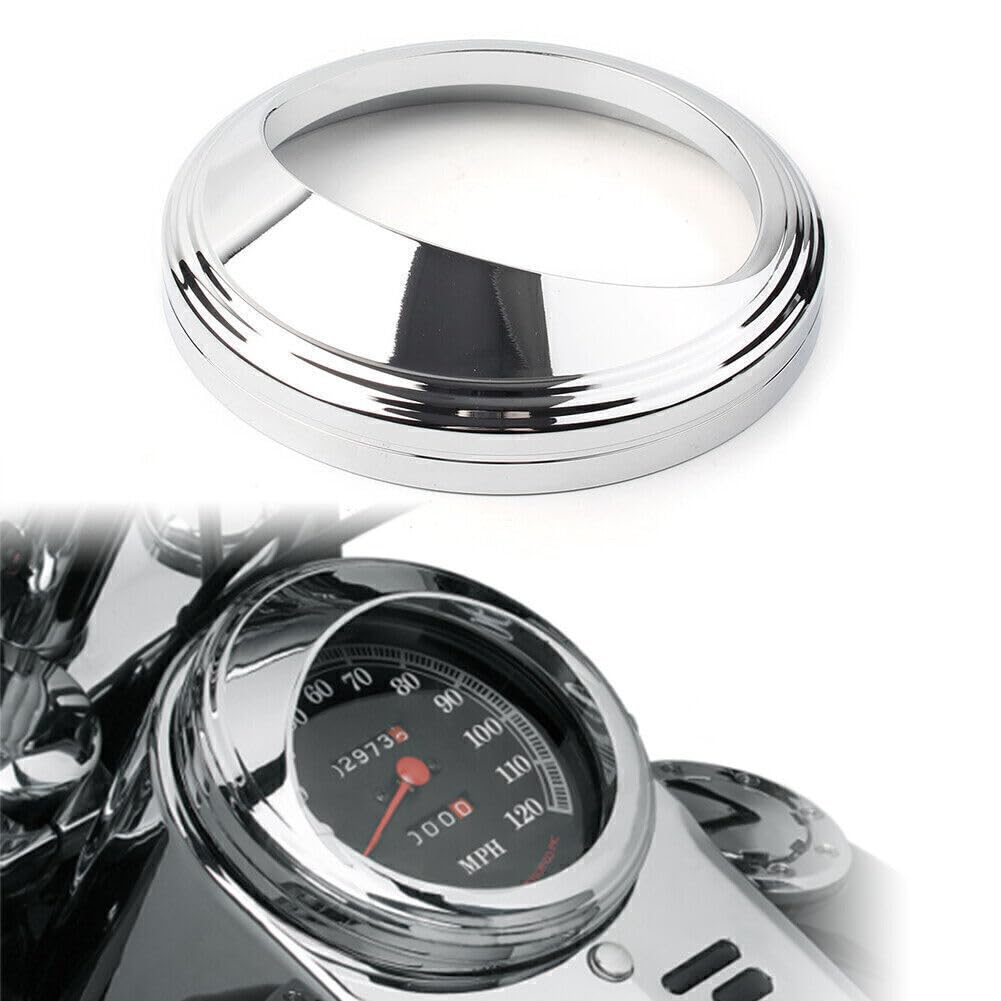 ya 9 10.24 Fit Harley with 5 Speedometer Aluminum Bezel Chrome Trim Ring Visor Cover