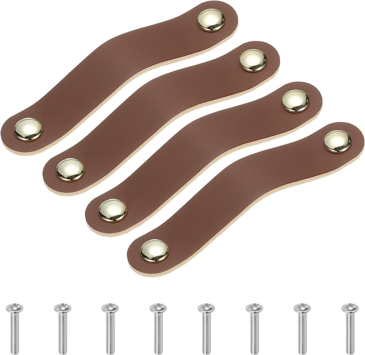 ya 26 10.21 baidi 4 Pcs Leather Drawer Pulls Double Hole Leather Handle with Screw Brown