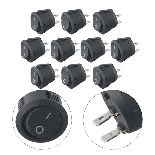 ya 23 10.7 baidi 10PCS New 23mm Diameter 12V Lip Small Round Rocker Switch Black 2 Pin ON-Off