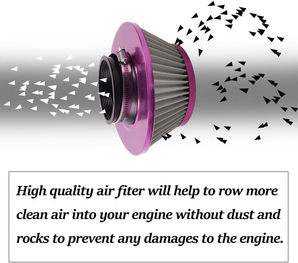 ya 13 9.15 baidi 3 inch 76mm Inlet Cold Air Intake Air Filter Mushroom Head Purple