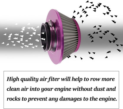 ya 13 9.15 baidi 3 inch 76mm Inlet Cold Air Intake Air Filter Mushroom Head Purple