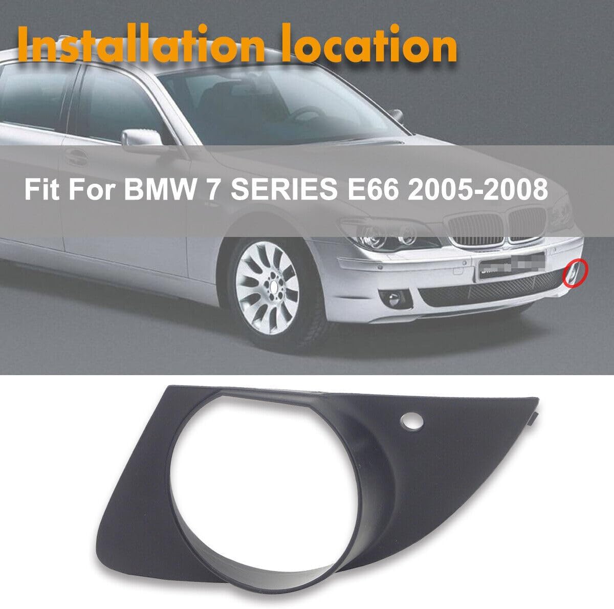 ya 7 8.24 baidi 1Pcs Left Front Bumper Fog Light Cover Bezel Trim for BMW 7SERIES E66 2005-2008