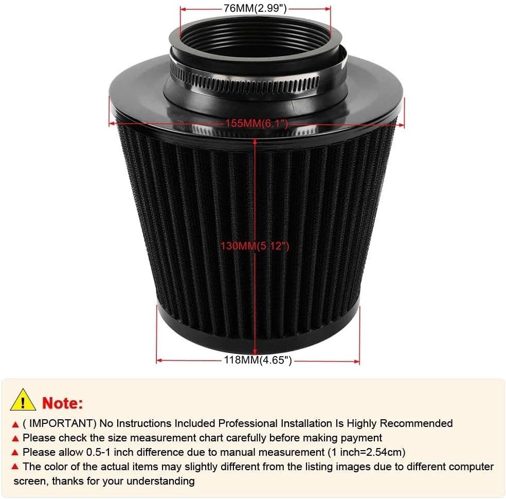 ya 13 9.15 baidi 3 Car High Flow Inlet Cleaner Dry Filter Cold Air Intake Cone Replacement Part