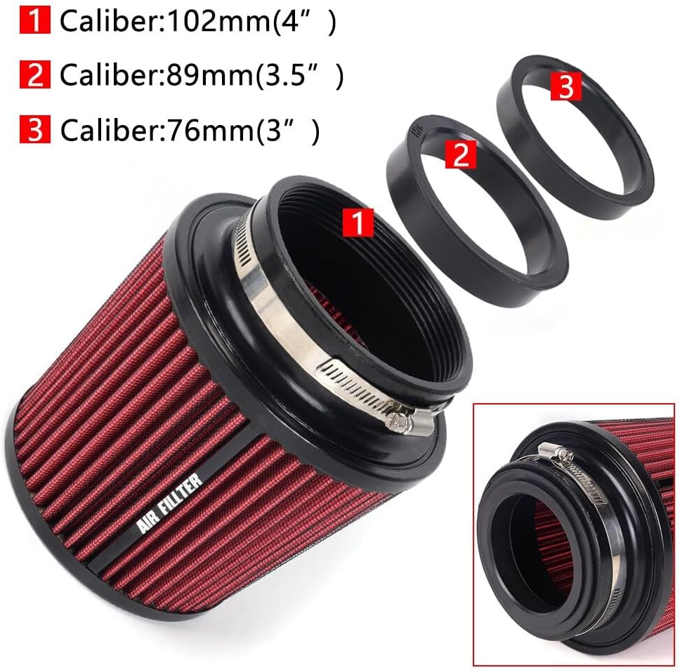ya 13 9.15 baidi High Flow Per for MAN ce Cold Air Intake Air Filter 3, 3.5, 4 Inlet, 6.5 Tall