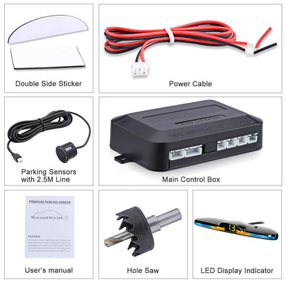 ya 4 8.8 4 Black Parking sensors LED car Backup Reverse Radar System Alarm kit