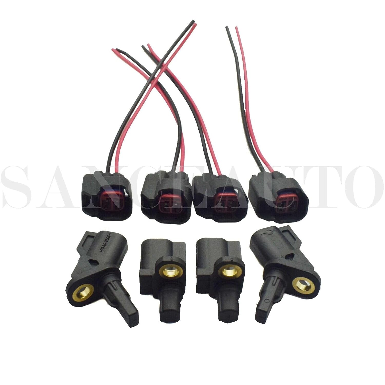 ya 2 8.15 4-Piece ABS Wheel Speed Sensor with Connector Front and Rear Suitable for Ford, for Jaguar, for Lincoln, Volvo