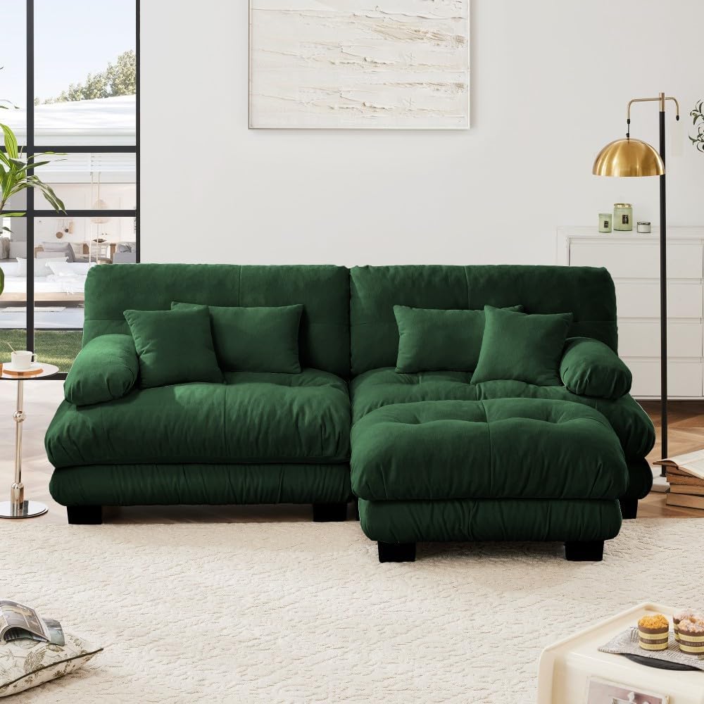 ya 28 10.13 baidi Chenille Cloud Couch Sectional Sofa, Convertible Ottoman for Living Room Gr