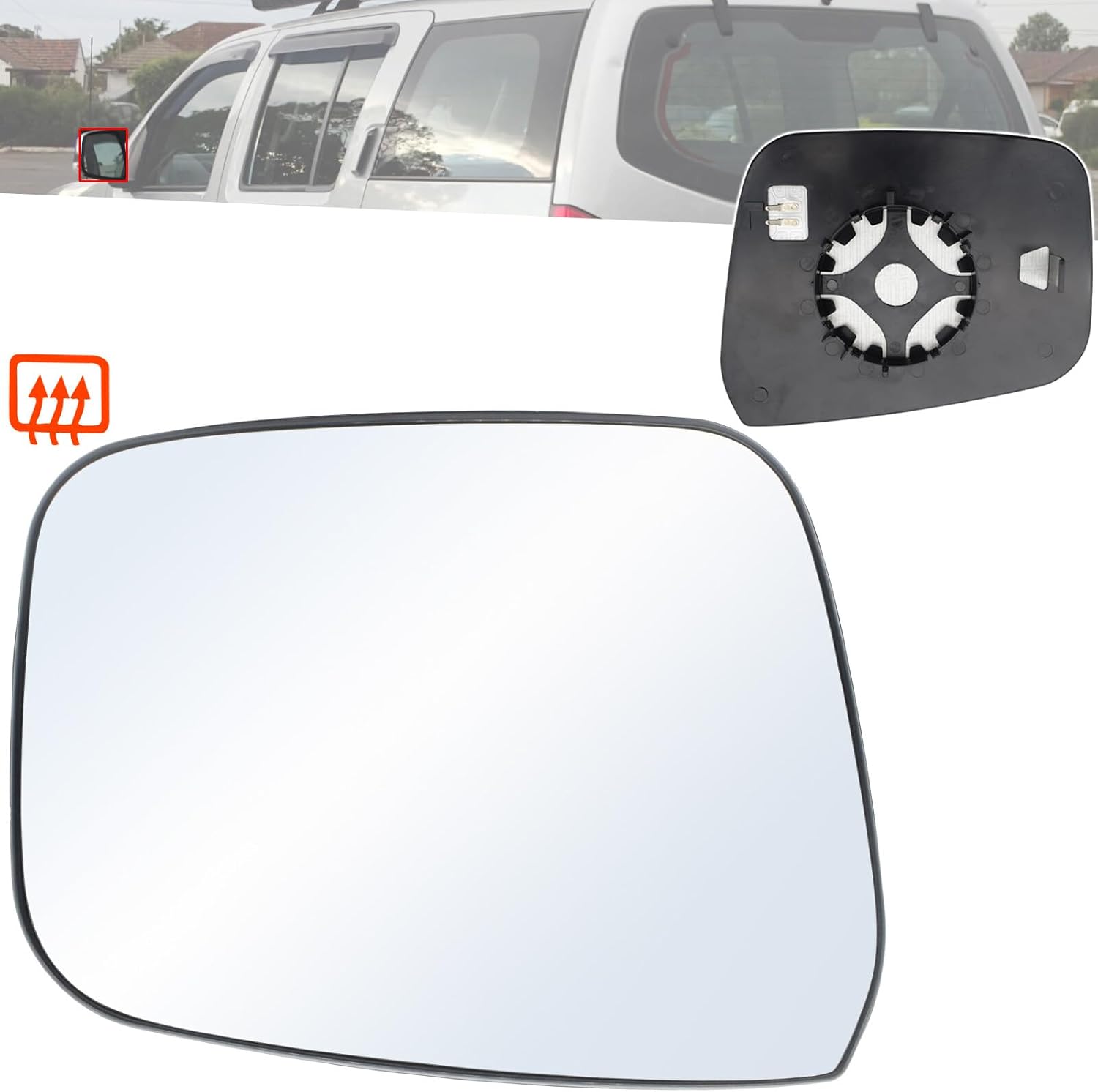 ya 2 8.15 Passenger Side Wing Mirror Glass Heated for Nissan Navara D40 Pathfinder 2007-13