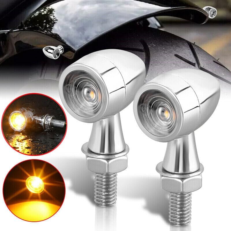 ya 4 8.14 Pair Chrome Motorcycle for Mini Turn Signal Light Blinker LED For Harley Bobber Cafe