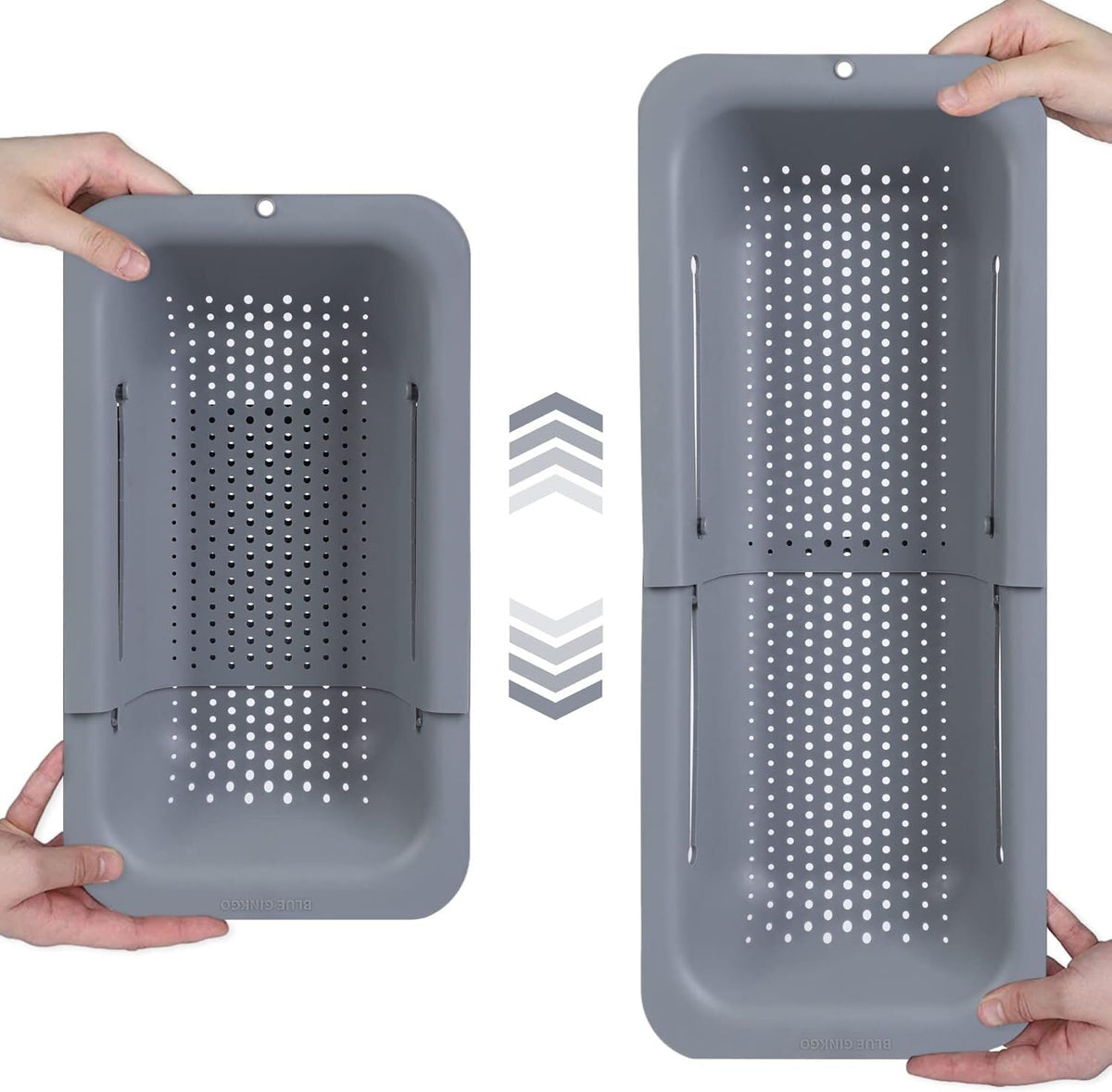 ya 14 9.20 baidi Above Sink Strainer Basket -Washable Vegetables (7.9 W x14-19 L x 2.75 H) - Gray-1