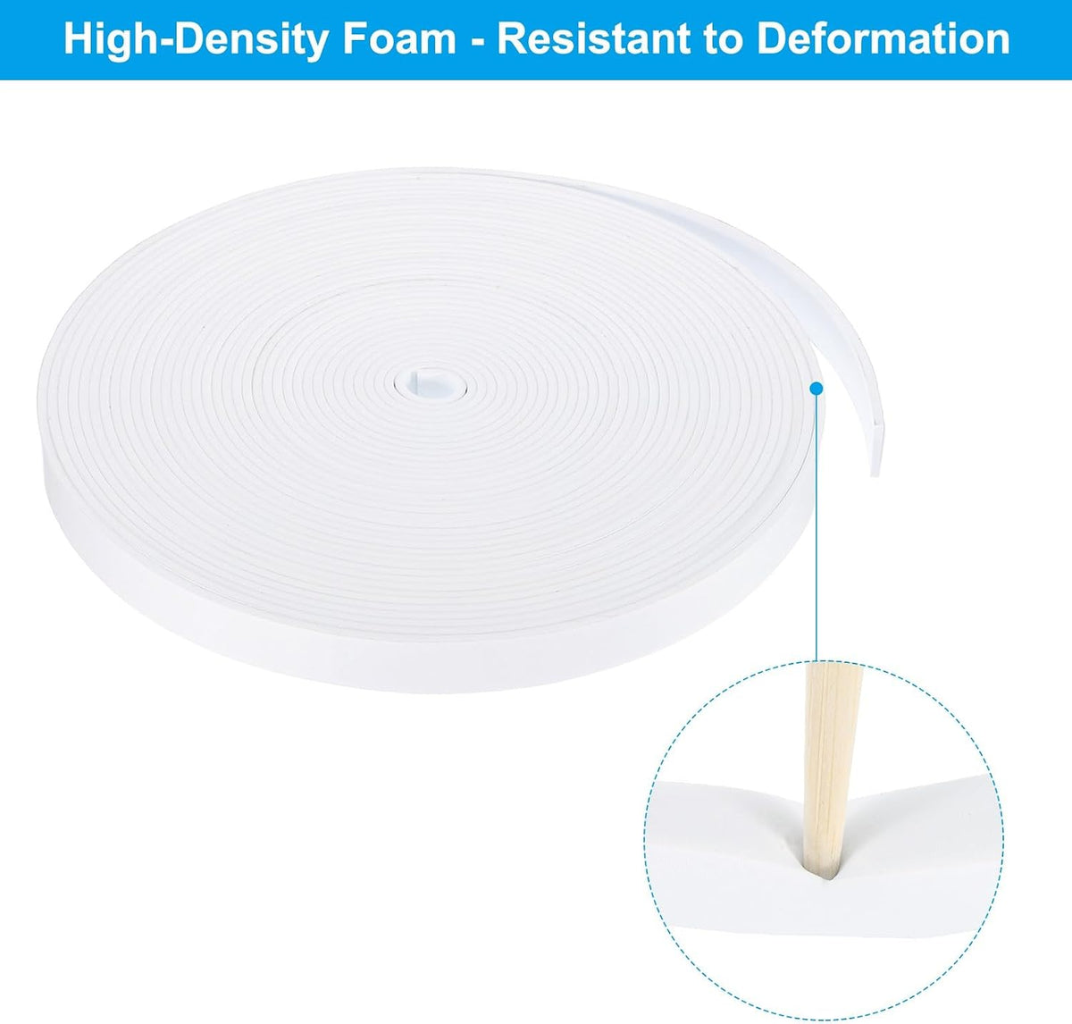 ya 26 10.21 baidi Weather Stripping Door Seal 3/4 x 1/8 x 50 Feet Self Adhesive White
