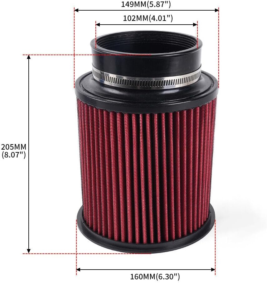 ya 13 9.15 baidi Red 4 102mm High Flow Inlet Round Dry Air Filter Cold Air Intake Replacement